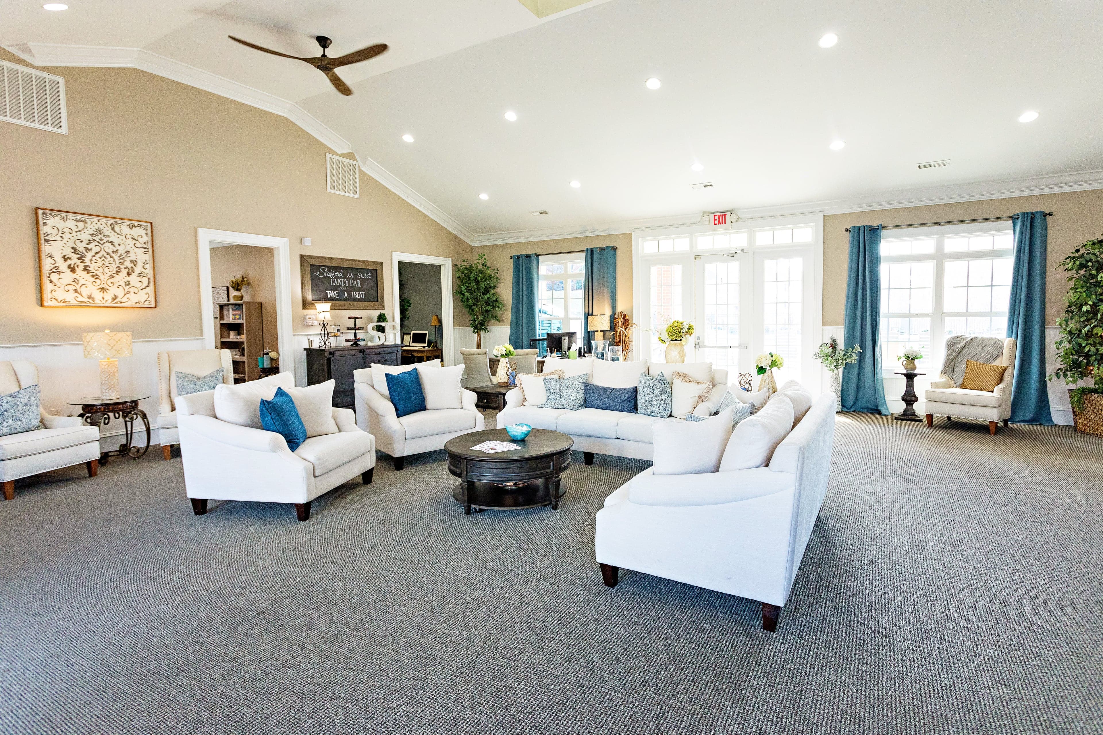 The clubhouse lounge at Stafford Place