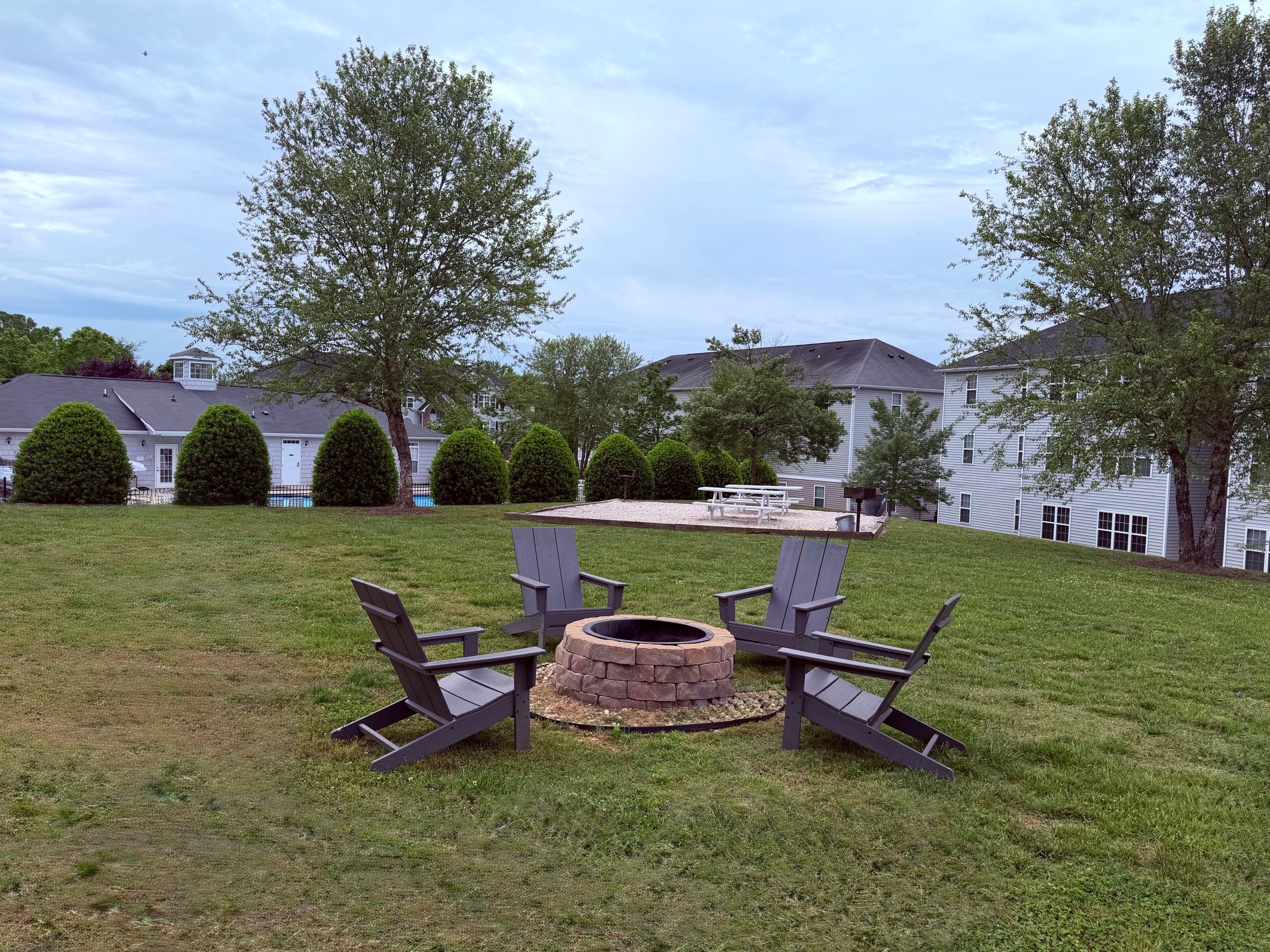 The fire pit at The Pointe at Peters Creek